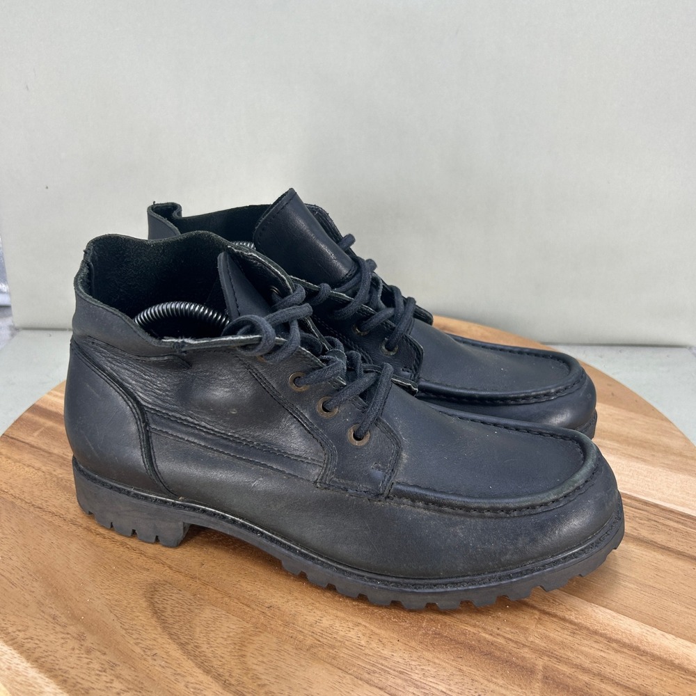 Harley Davidson Mens Black Leather Moc Toe Lace Up Boots 94254 Size 9.5